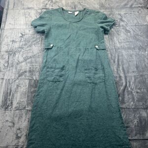 Sunshine Starshine Size 8 Green Dress Maxi Cottagecore Vintage 90s Linen